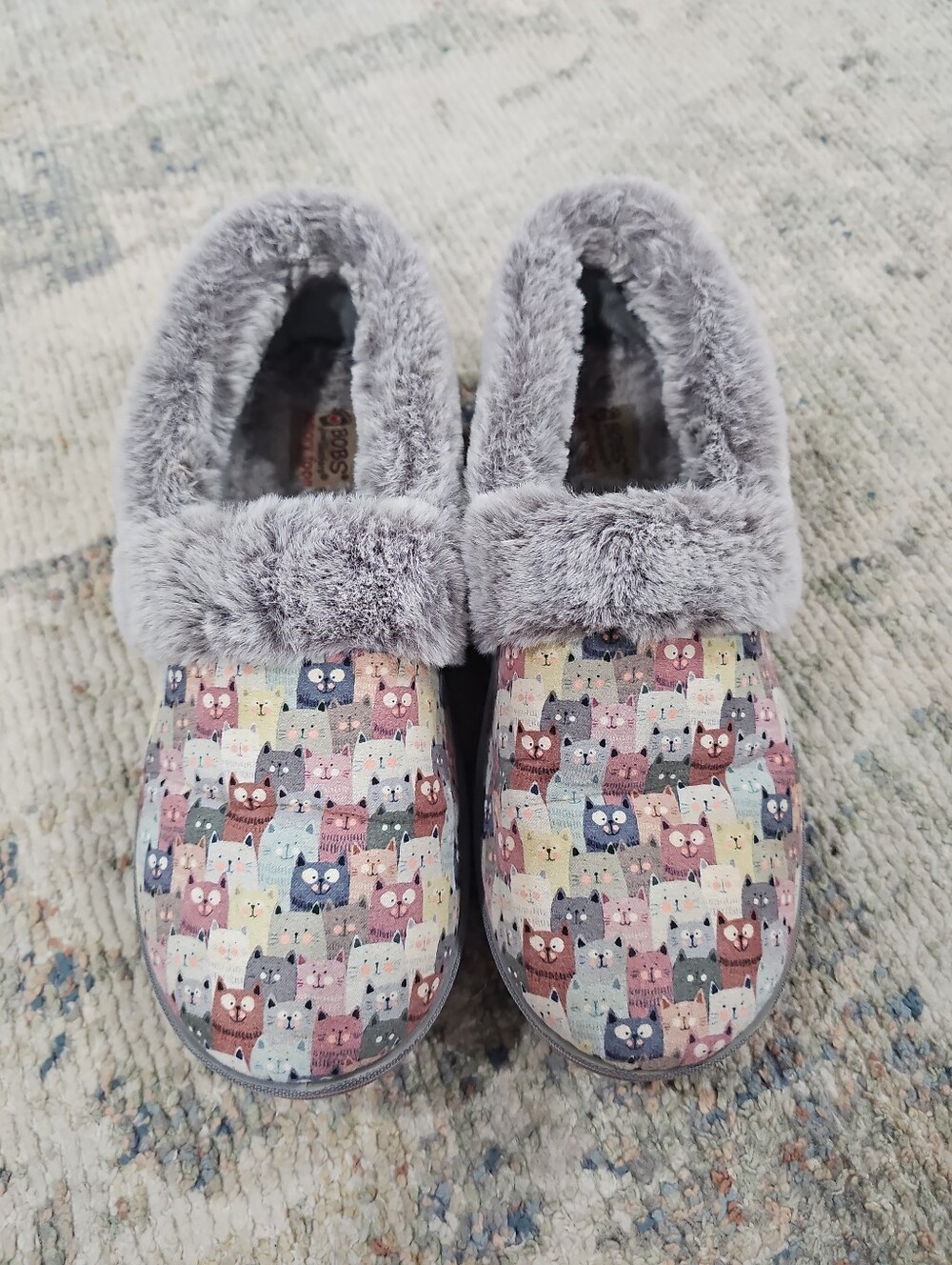 Women's BOBS Skechers Too Cozy Pooch Parade Slipper Gray Multi Size 7.5
